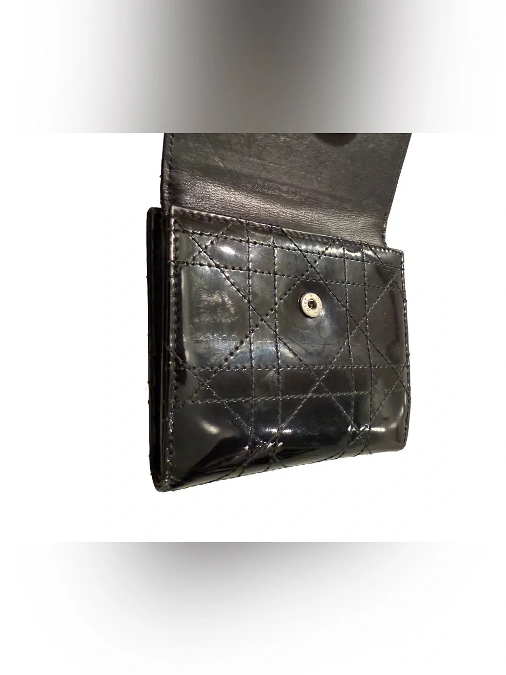 ✨ AUTHENTIC Christian Dior Black Patent Leather Cannage Wallet 🔥Excellent Pre-Ow